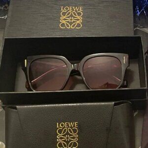 Loewe Dark Brown Sunglasses with Gold Accents